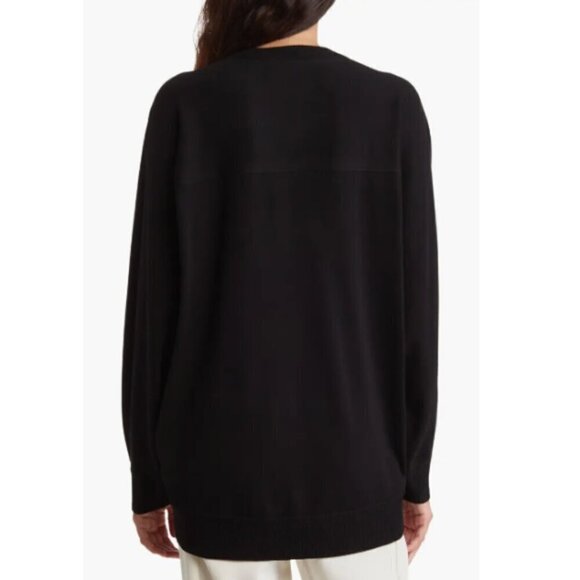 Theory Champlain Pullover Wool-Blend Knit Sweatshirt Sweater, Black - Picture 3 of 4